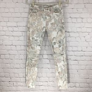7FAM Floral Distressed Ankle Skinny Jeans